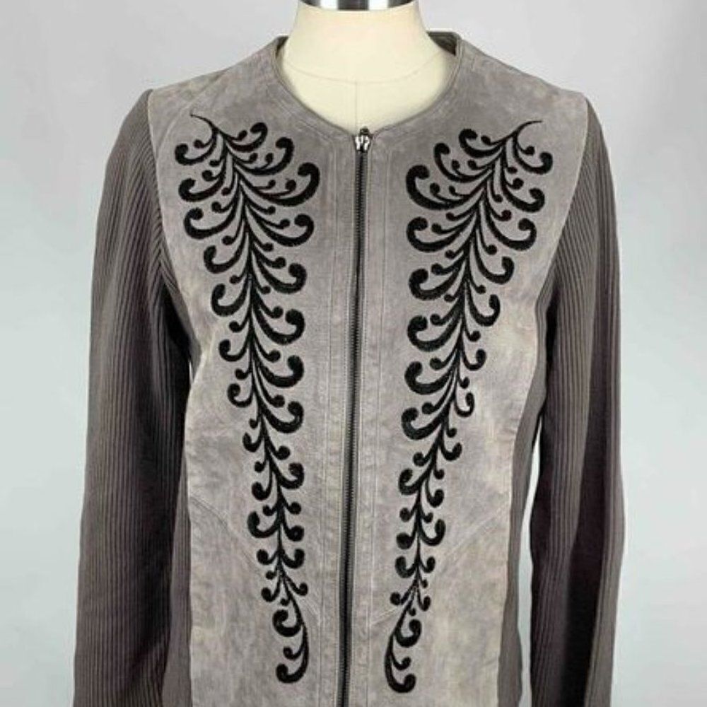 🆕BOB MACKIE WEARABLE ART LEATHER GRAY JACKET WM-SMALL NWT